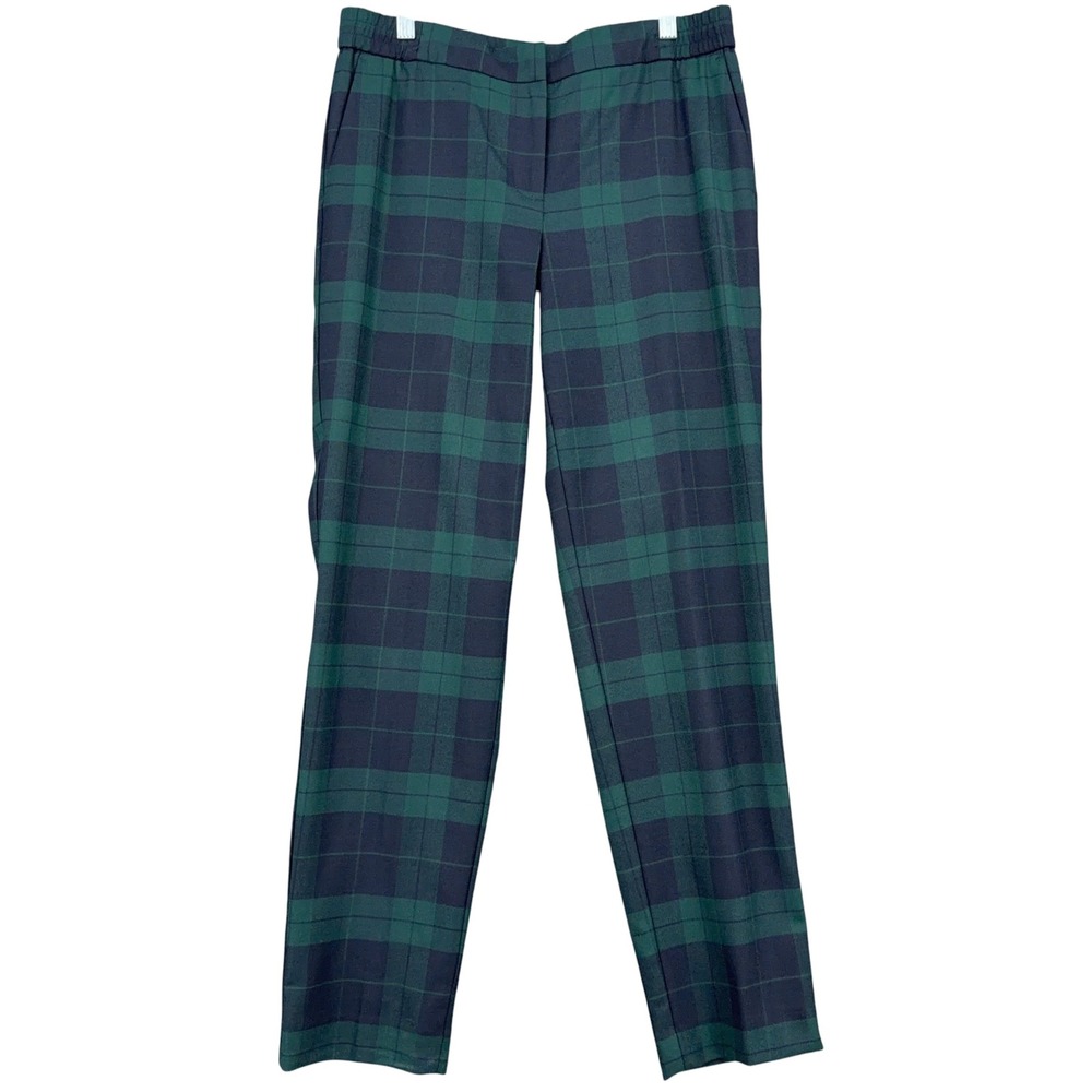 Talbots Black Watch Plaid Dress Pants Womens 2‎ Wool Blend Green Blue
